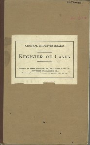 Register of births kept by London midwife Helen James in the  1940s