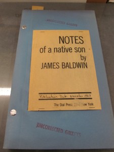 Uncorrected galleys of 1963 Dial Press edition of James Baldwin's Notes of a native son
