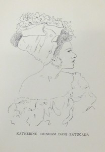 Portrait of Katherine Dunham from "Panorama de la danse en mil neuf cent cinquante deux" by Magdeleine E. Cluzel. 